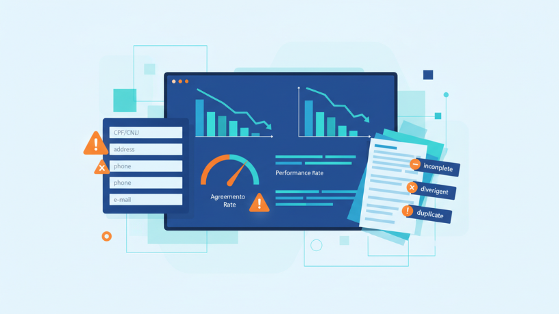 Como falhas cadastrais impactam diretamente a taxa de acordo em créditos estressados, sob a perspectiva estratégica de Felipe Rassi na estruturação das cobranças.